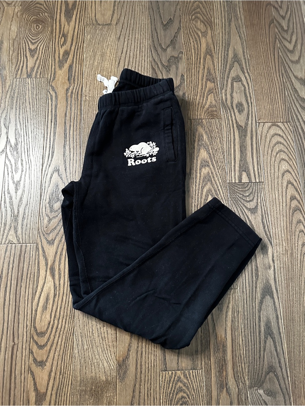 Roots Black Joggers with White Logo